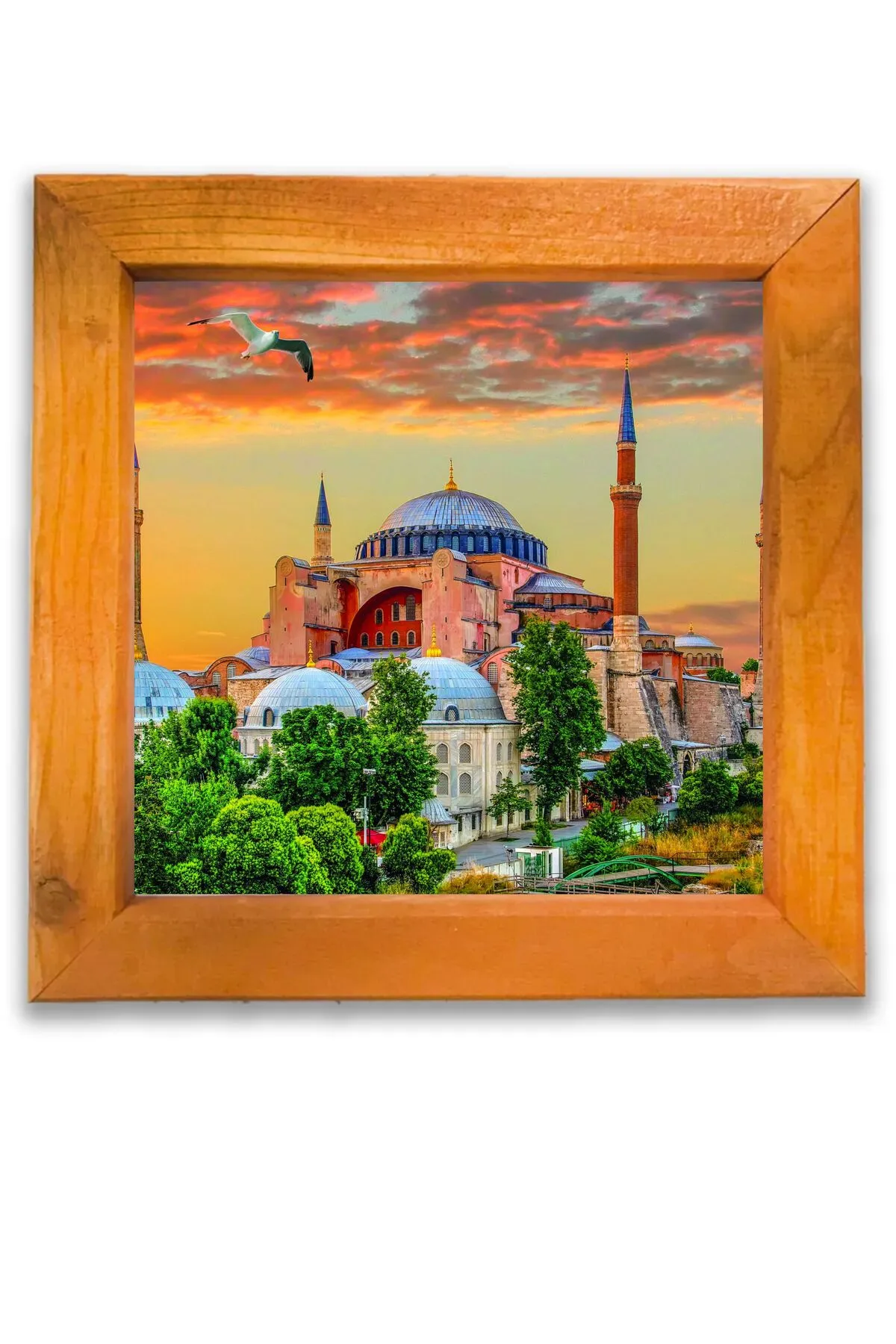 Ahşap Çerçeveli Ayasofya Cami Dekoratif Ahşap Tablo 21x21 Cm
