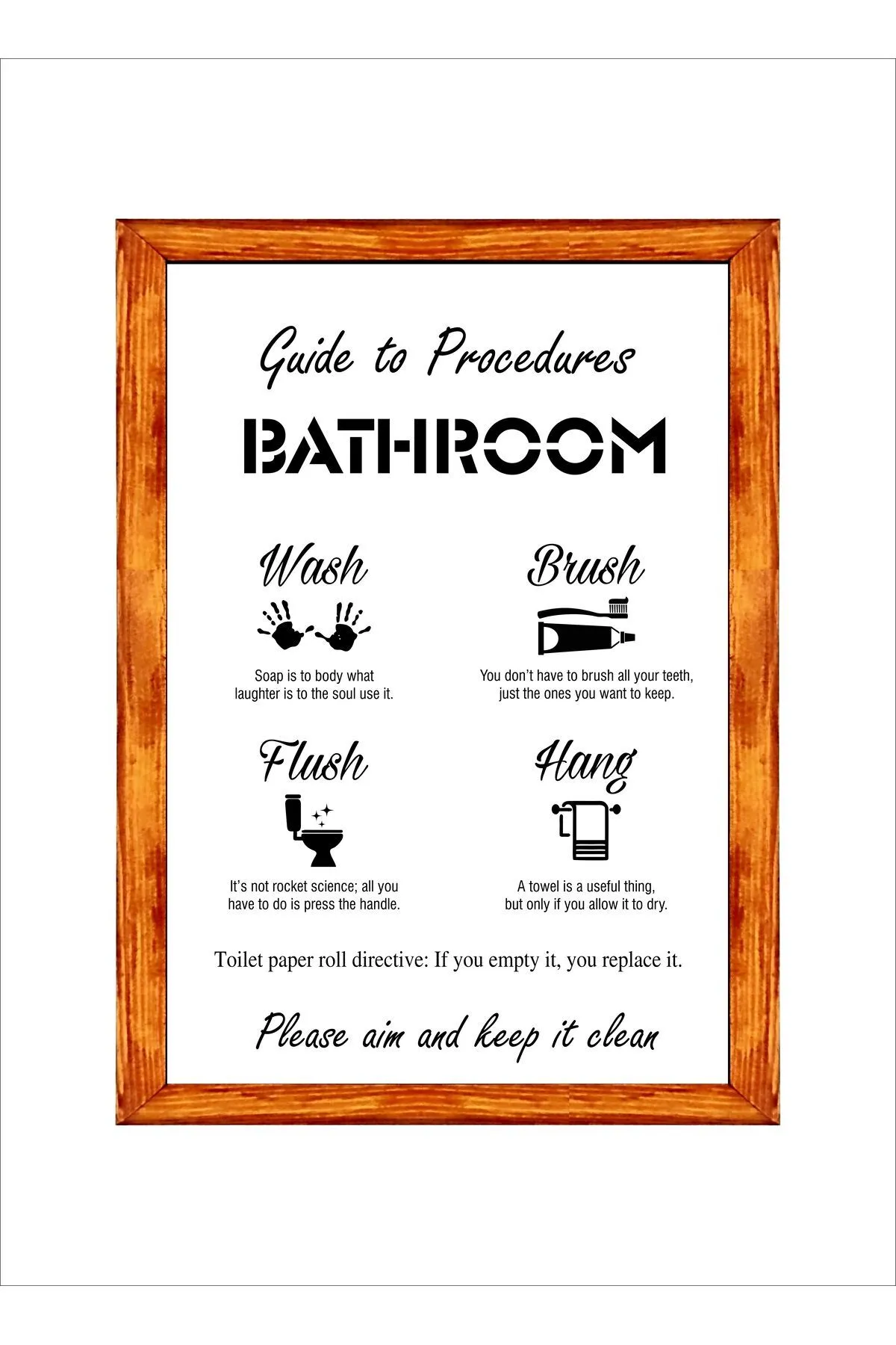 Banyo Duvar Dekoru Banyo Prosedürü Guide To Procedures Bathroom ,beyaz Zeminli Ahşap Çerçeveli Tablo