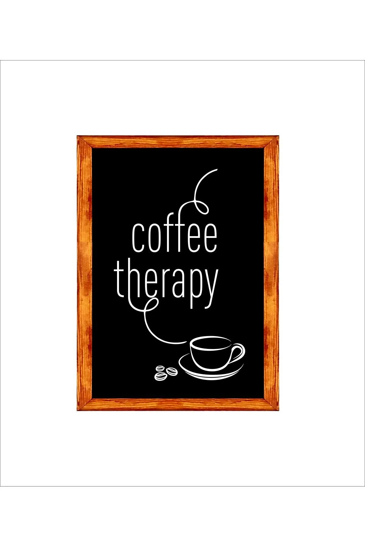 Çay Kahve Köşesi Duvar Dekoru Coffee Terapi ,siyah Zeminli Ahşap Çerçeveli Tablo